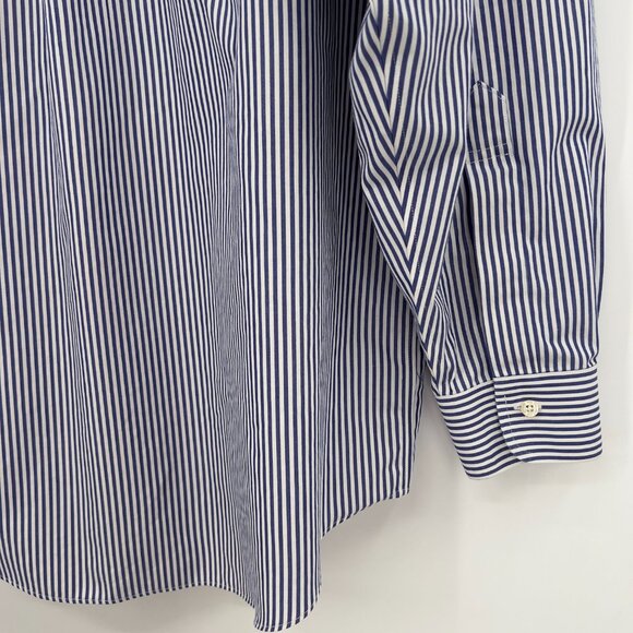 Brooks Brothers Classic Fit Button Down Shirt Blue White Striped Mens 16.5-35 - Picture 6 of 11